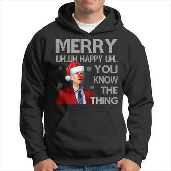 Joe Biden Ugly Christmas Sweater For Men & Women Funny Ugly Men Hoodie Graphic Print Hooded Sweatshirt - Seseable
