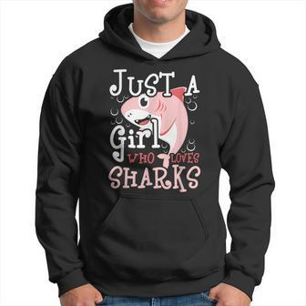 Just A Girl Who Loves Sharks - Marine Biologist Shark Lovers Hoodie - Seseable