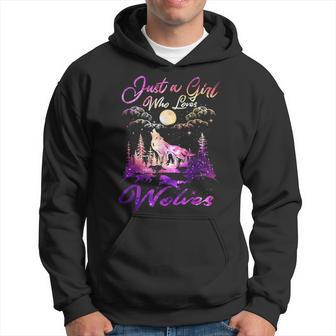 Just A Girl Who Loves Wolves Watercolor Cute Wolf Lover Gift  Hoodie