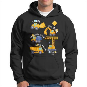Kids Construction Vehicles Collage Hoodie | Mazezy