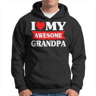 Kids Fathers Day I Love My Awesome Grandpa Red Heart Hoodie | Mazezy