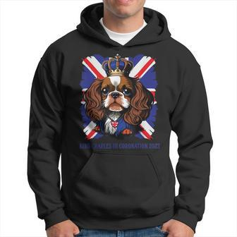 King Charles Coronation Spaniel Dog Wearing A Crown & Flag Hoodie | Mazezy