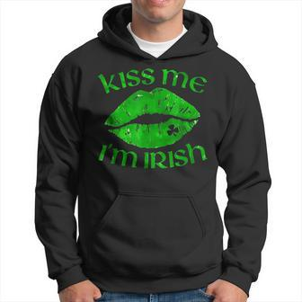 Kiss Me Im Irish Lips Sexy St Patricks Day Hoodie - Seseable