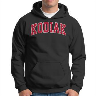 Kodiak Alaska Ak Vintage Sports Design Red Design Men Hoodie Graphic Print Hooded Sweatshirt - Seseable