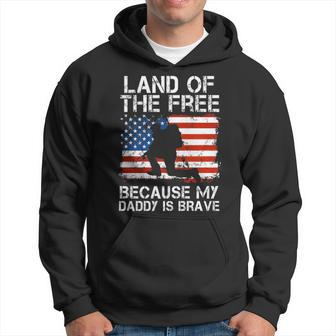 Land Of The Free Because My Daddy Is Brave Military Child Hoodie - Seseable