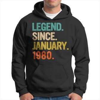 Legend Since January 1980 43 Years Old 43Rd Birthday Men Hoodie - Thegiftio UK
