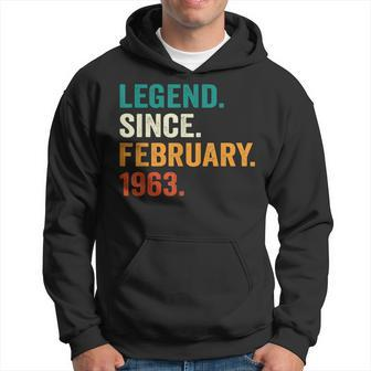 Legend Since February 1963 60Th Bday Gifts 60 Years Old Men Hoodie - Seseable