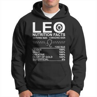 Leo Nutrition Facts July August Birthday Zodiac Sign Mom Dad Men Hoodie - Thegiftio UK
