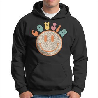 Leopard Hippie Smile Face Retro Groovy Cousin Mothers Day Hoodie | Mazezy CA
