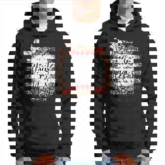 Leopard Print Baseball Little Sister Biggest Fan Ball Mom Hoodie | Mazezy