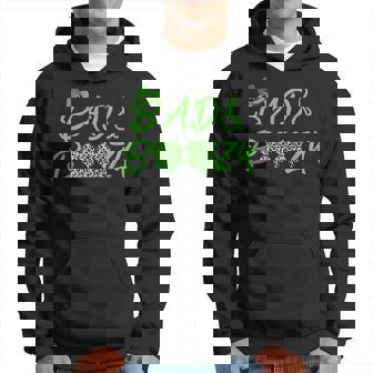 Leopard Shamrock Bad And Boozy Funny St Patrick Day Drinking Hoodie | Mazezy