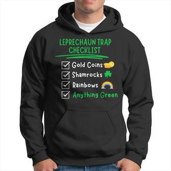 Leprechaun Trap Checklist Funny St Patricks Day Sarcasm Hoodie | Mazezy