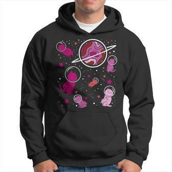Lesbian Cat In Space Lesbian Pride Men Hoodie Graphic Print Hooded Sweatshirt - Seseable