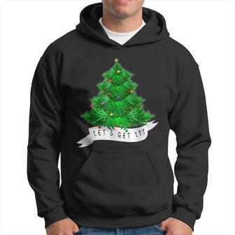 Lets Get Lit Weed X Mas Tree Marijuana Christmas Men Hoodie Graphic Print Hooded Sweatshirt - Seseable