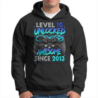 Level 10 Unlocked Awesome Since 2013 10Th Birthday Gaming Hoodie | Mazezy