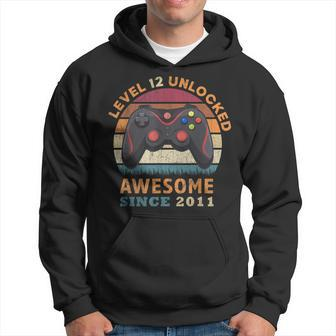 Level 12 Unlocked Awesome Since 2011 12Th Birthday Gaming Men Hoodie Graphic Print Hooded Sweatshirt - Seseable