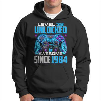 Level 38 Unlocked Awesome Since 1984 38Th Birthday Gaming Men Hoodie Graphic Print Hooded Sweatshirt - Seseable