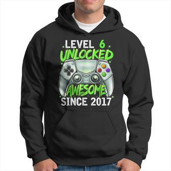 Level 6 Unlocked Awesome Since 2017 6Th Birthday Gaming Men Hoodie Graphic Print Hooded Sweatshirt - Seseable