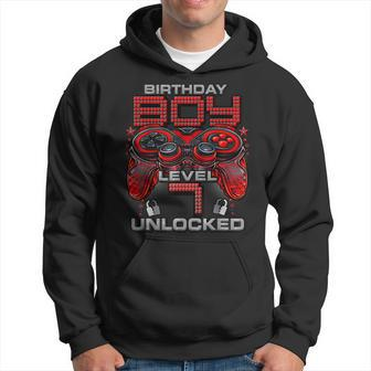 Level 7 Unlocked Awesome Since 2015 7Th Birthday Gaming V2 Men Hoodie Graphic Print Hooded Sweatshirt - Seseable