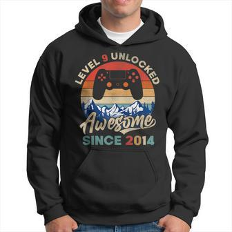 Level 9 Unlocked Awesome Since 2014 9Th Birthday Gaming Men Hoodie Graphic Print Hooded Sweatshirt - Seseable