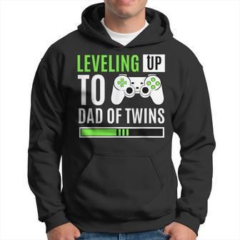 Leveling Up To Dad Of Twins Gaming Gender Reveal Celebration Hoodie - Thegiftio UK