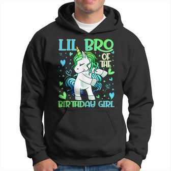 Lil Bro Of The Birthday Girl Flossing Unicorn Little Brother Hoodie | Mazezy