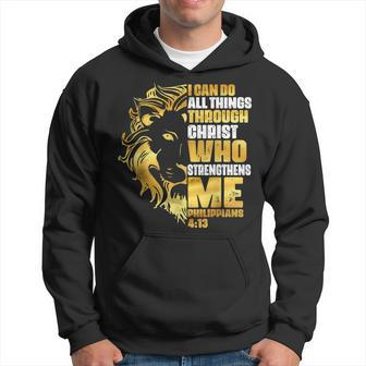 Lion Christian I Can Do-All Things Through Christ Religious Hoodie - Seseable