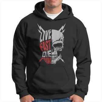 Live Fast Die Young Vintage Distressed Motorcycle T Hoodie | Mazezy