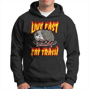 Live Fast Eat Trash Possum Vintage Funny Skateboard Opossum Hoodie - Seseable