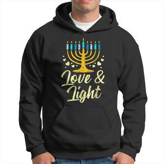 Love And Light Menorah Jewish Hanukkah Pajamas Chanukah Pjs Men Hoodie - Thegiftio UK