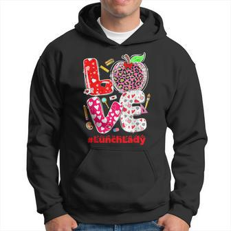 Love Lunch Lady Heart Valentines Day Cafeteria Worker Men Hoodie Graphic Print Hooded Sweatshirt - Thegiftio UK
