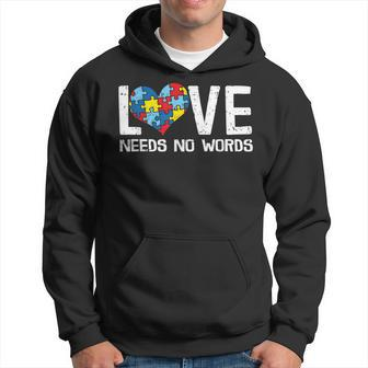 Love Needs No Words Autism Puzzle Heart Wear Your Blue April Hoodie | Mazezy
