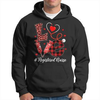 Love Registered Nurse Valentines Day Flannel Gift Nurse Hoodie - Seseable