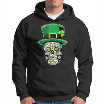 Lucky St Patricks Day Green Irish Shamrock Skull Cap Hoodie - Thegiftio