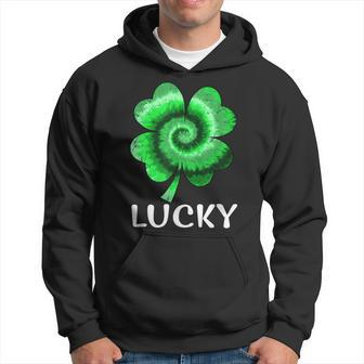 Lucky St Patricks Day St Paddys Outfit Shamrock Tie Dye Hoodie - Thegiftio