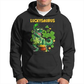Luckysaurus Irish Leprechaun Dinosaur T Rex St Patricks Day Hoodie - Seseable
