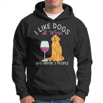 Lustig Ich Mag Hund Und Wein Hoodie - Seseable