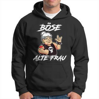 Lustiges Schwarz Hoodie Böse Alte Frau Cartoon für Damen - Seseable