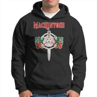 Mackintosh Scottish Clan Family Name Tartan Lion Sword Men Hoodie Graphic Print Hooded Sweatshirt - Seseable