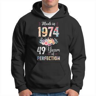 Made In 1974 Floral 49 Year Old 49Th Birthday Gift For Girls Hoodie - Thegiftio UK