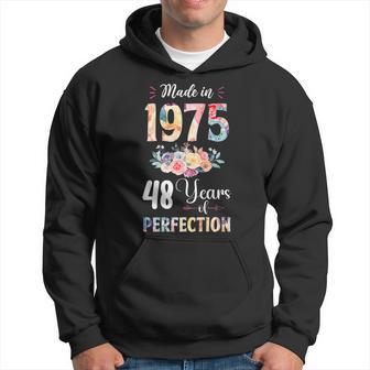 Made In 1975 Floral 48 Year Old 48Th Birthday Gift For Girls Hoodie - Thegiftio UK