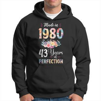 Made In 1980 Floral 43 Year Old 43Th Birthday Gift For Girls Hoodie - Thegiftio UK