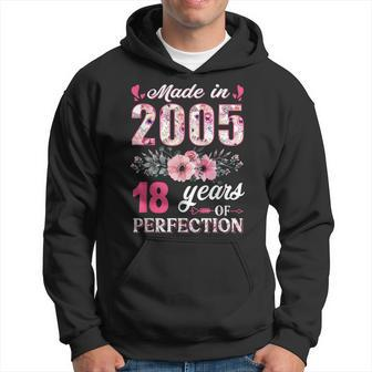 Made In 2005 Floral 18 Year Old 18Th Birthday Gifts Women Hoodie - Thegiftio UK