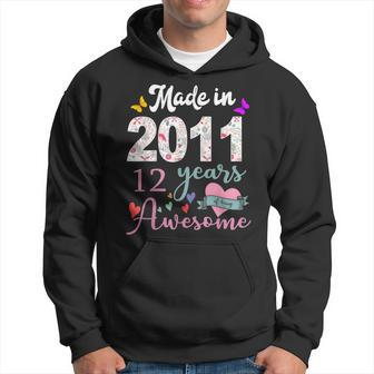 Made In 2011 Floral 12 Year Old 12Th Birthday Gifts Women Hoodie - Thegiftio UK