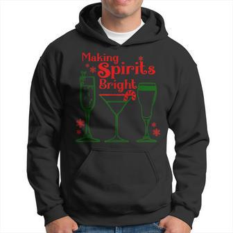 Making Spirits Bright Wine Lover Christmas Men Hoodie Graphic Print Hooded Sweatshirt - Seseable