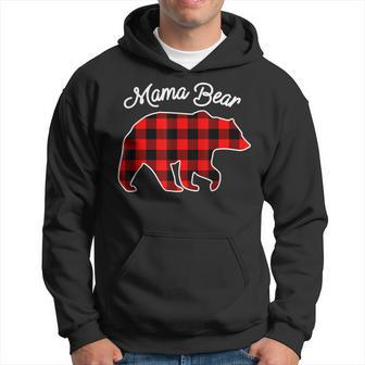 Mama Bear | Red Plaid Matching Family Christmas Men Hoodie Graphic Print Hooded Sweatshirt - Seseable