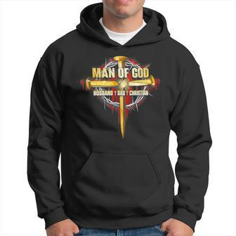 Man Of God Husband Dad Papa Lion Cross Jesus Christian Hoodie - Seseable