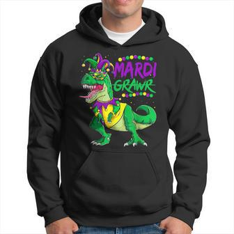 Mardi Gras Dabbing T Rex Dinosaur Mardi Grawr Bead Costume V5 Hoodie - Seseable