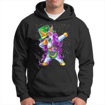 Mardi Gras Dabbing Unicorn Jester Hat Bead Costume Dab Cool Hoodie - Seseable