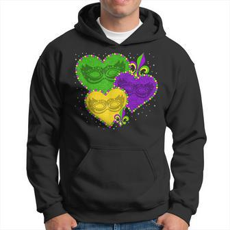 Mardi Gras Heart Fleur-De-Lys Symbol Funny Mardi Gras Hoodie - Seseable